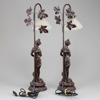 A pair of Art-Nouveau style table lamps.