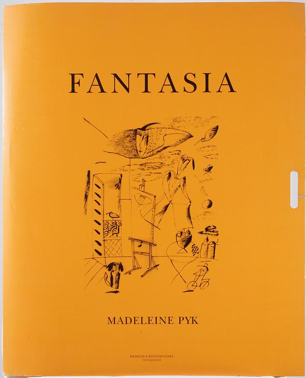 MADELEINE PYK, färglitografier, 3 st, i papp, "Fantasia". Signerade och numrerade 235/275, 2003.