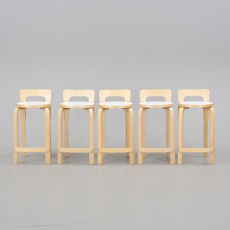 BARSTOLAR, 5 st, modell nr NB 45, Alvar Aalto, Artek.