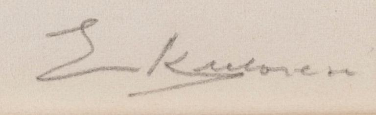 ERKKI KULOVESI, etsaus, signeerattu ja monogrammisigneerattu ja päivätty laattaan1925 .