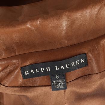A brown leather jacket by Ralph Lauren.