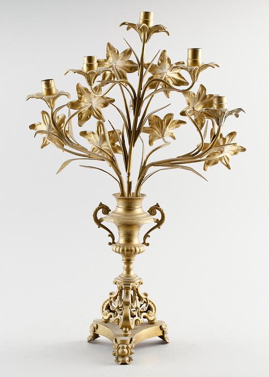 KANDELABER, mässing, Louis XIV-stil, 1800-talets andra hälft.