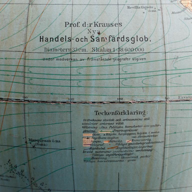 JORDGLOB, Prof. d:r Krauses Handels- och Samfärdsglob, 1900-talets första hälft.