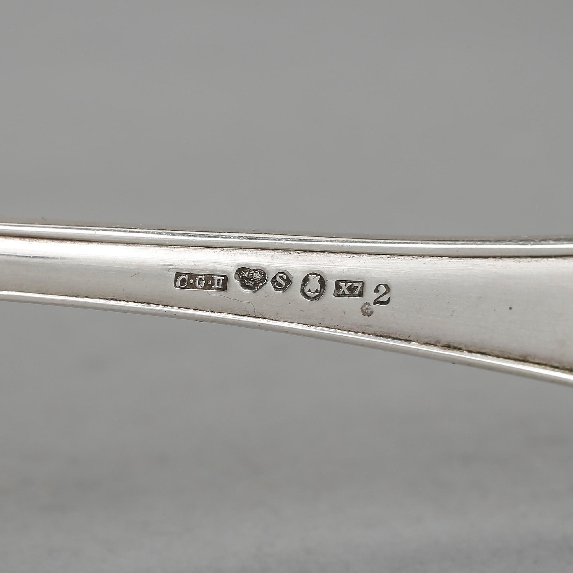 SERVERINGSBESTICK, 3 delar, silver, "Svenskspets", bla CG Hallberg och GAB, Stockholm 1912- 24. Vikt ca 179 gram.