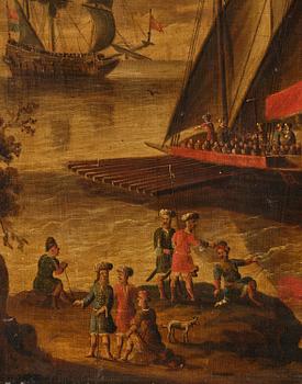 Peter van den Velde, follower of, Ship below the castle.