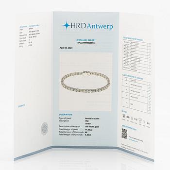 Tennis bracelet with brilliant-cut diamonds, including HRD report.