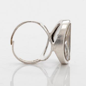 Jorma Laine, ring, silver, faceted rock crystal, Turun Hopea 1984.