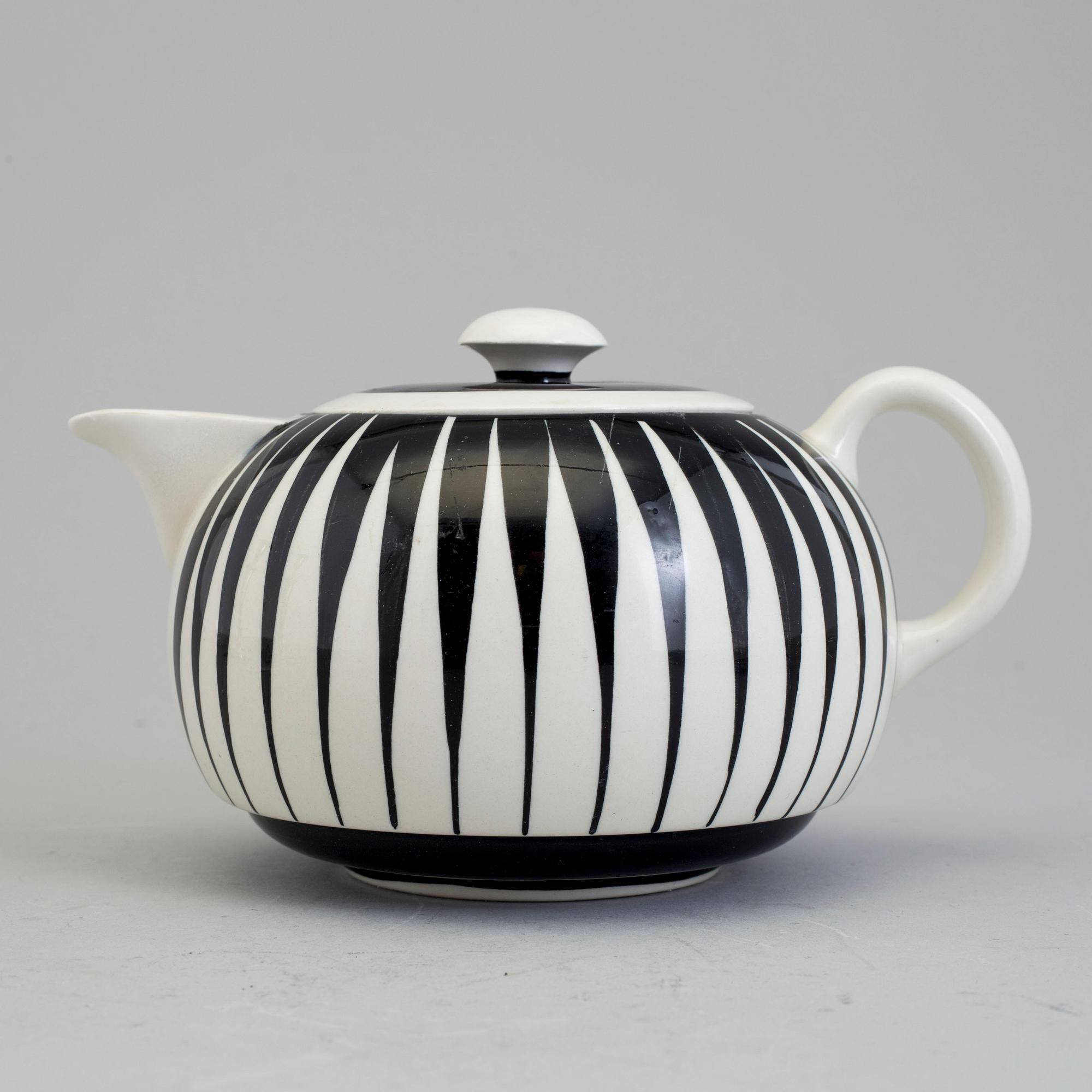 EUGEN TROST, tekanna, flintgods, "Zebra", Gefle, 1955-1967.