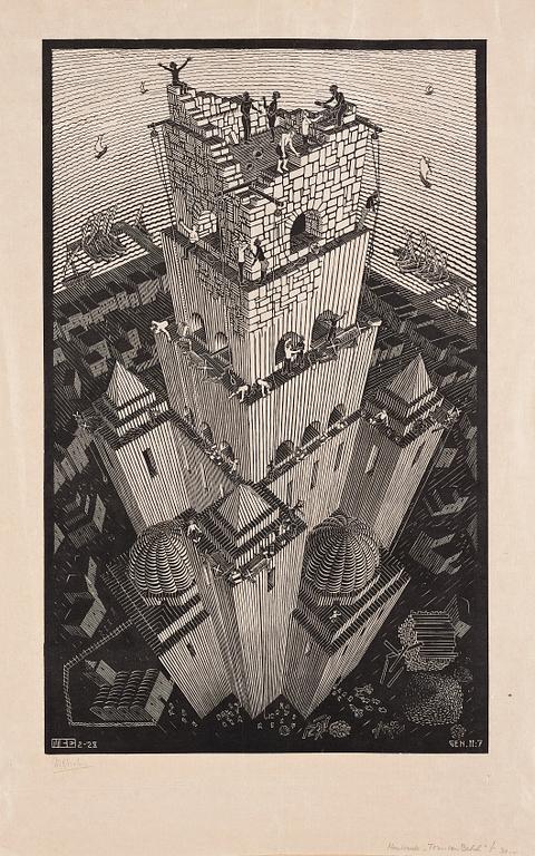 Maurits Cornelis Escher, "The Tower of Babel" ("Turm von Babel").