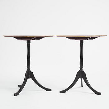 A pair of Swedish tilt top tables, from Nils Asplind's workshop, active 1785-1820.