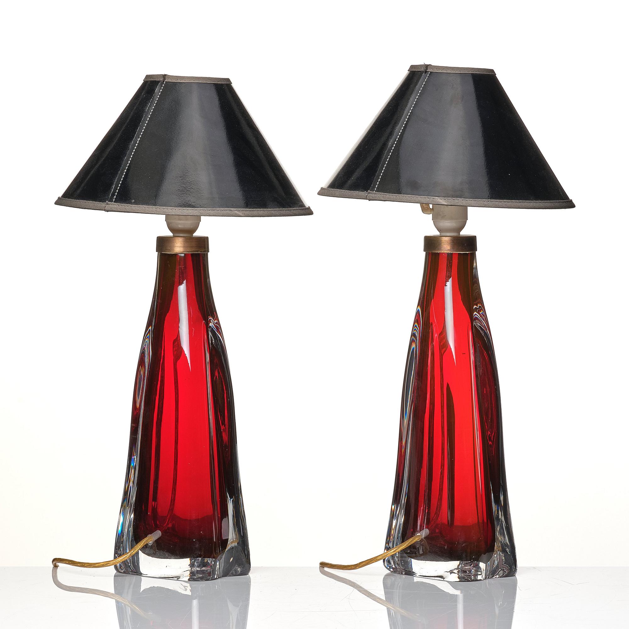 Carl Fagerlund, A pair of table lamps, Orrefors, Sweden, 1960s.