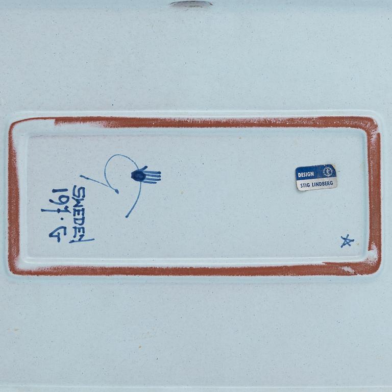 A faience dish 'Karneval' by Stig Lindberg, Gustavsberg, Sweden.