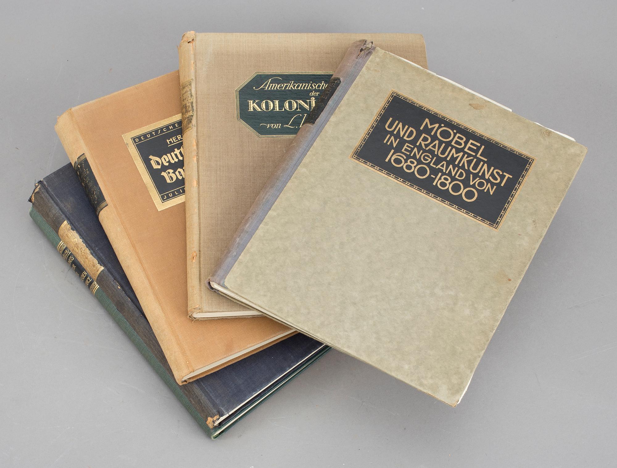 BÖCKER, 9 stycken, främst tyska möbler.