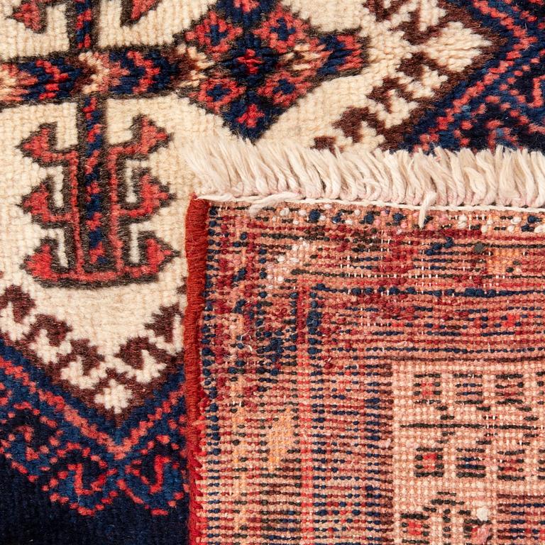 An old Afshar carpet approx 225x165 cm.
