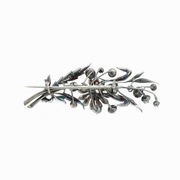 Silver brooch with rose-cut diamonds, second half of the 19th century.
