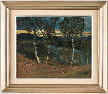 Helmer Osslund, "Höstafton från Ångermanelfven" (Autumn evening, Ångerman river).