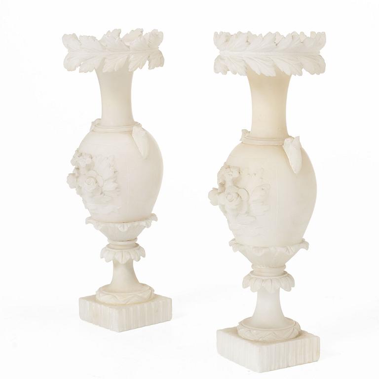 A pair of alabaster vases, Italy, circa 1900.