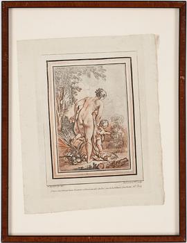 GILLES DEMARTEAU, färggravyr, 2 st, efter Francois Boucher.