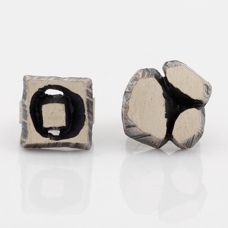 Kultasepät Sten & Laine, bracelet and two rings, silver.