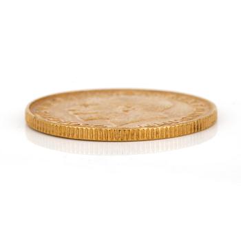 GULDMYNT, sovereign, George V, Storbrittannien 1928. Vikt ca 8 g.