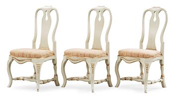 1392. Three Swedish Rococo 18th century chairs.