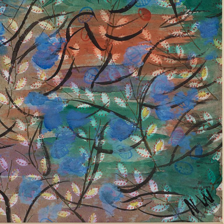 NELL WALDEN, mixed media on paper, signed.