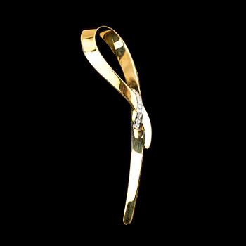 140. BROOCH, brilliant cut diamonds, tot. app. 0.12 cts.