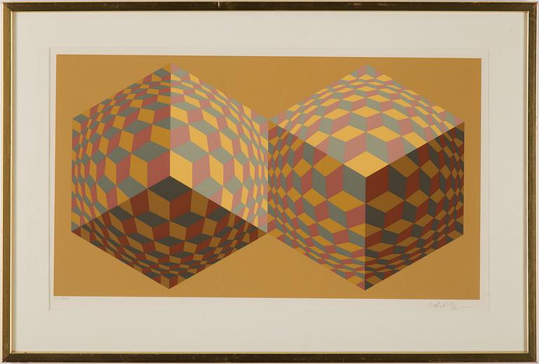 VICTOR VASARELY, coloured lithograph, signed, no 52/60.