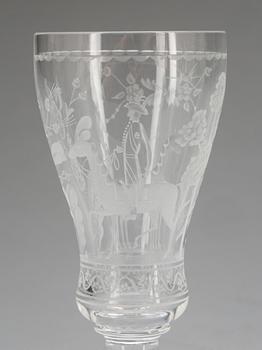 VINGLAS, 3 st. Glas, Kosta. "Dalecarlia", design Vicke Lindstrand 1962-65.