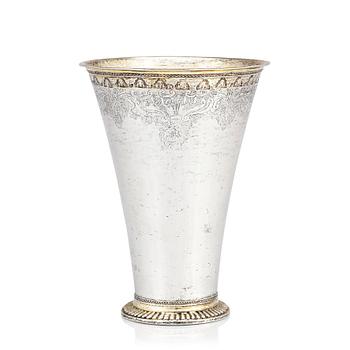 157. A Swedish parcel-gilt silver beaker, mark of Bengt Collin, Uppsala (1699-1755).