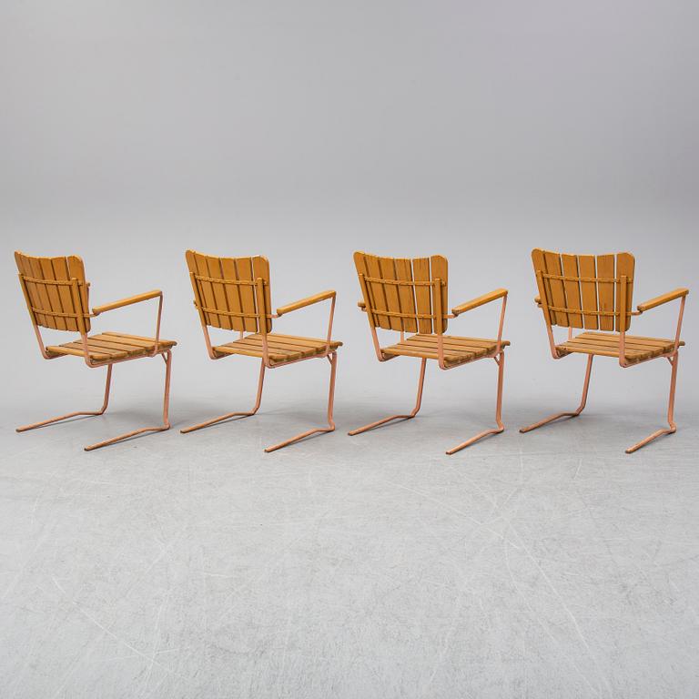 Four garden chairs, mid 20th century.