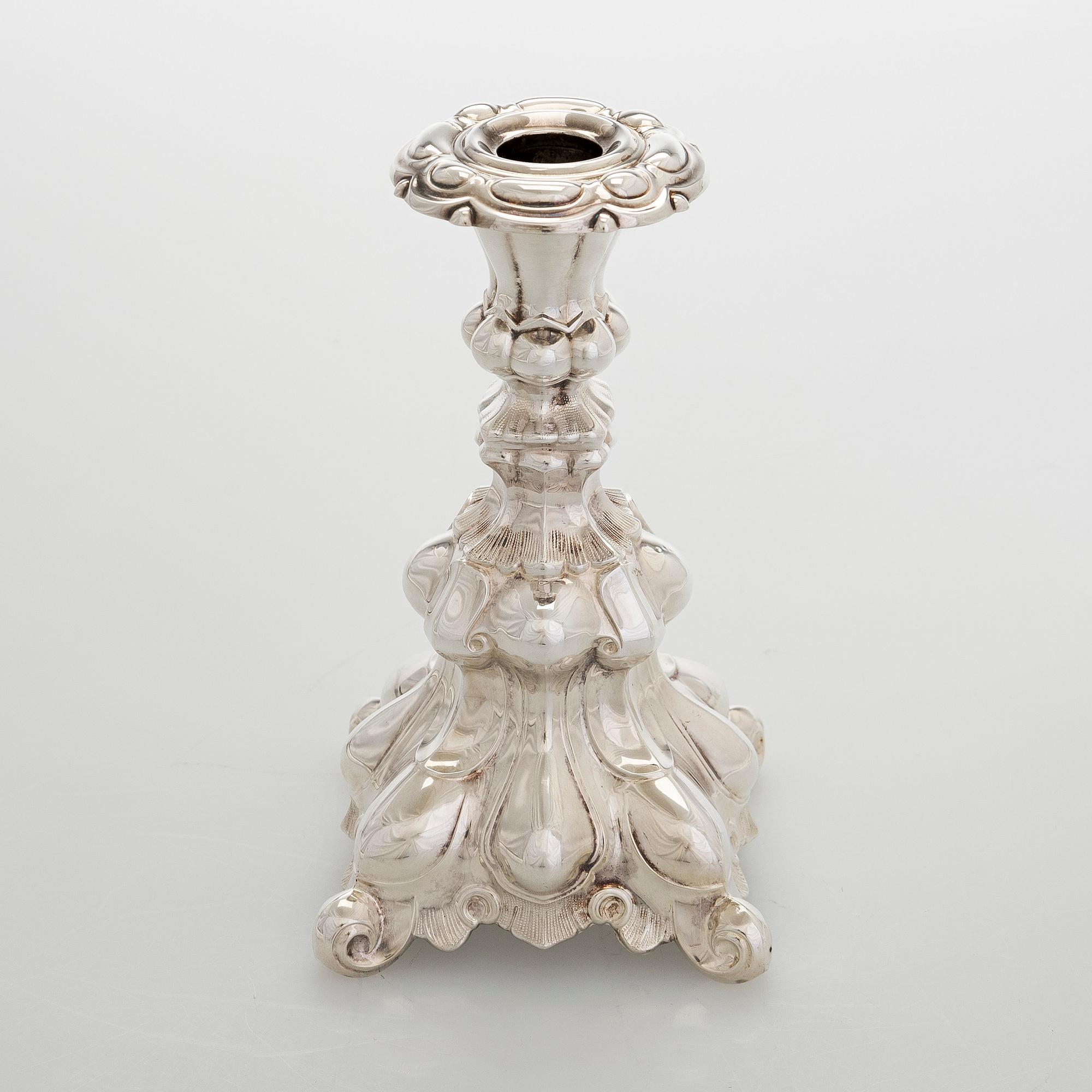 A baroque style silver candlestick, Kultakeskus, Tavastehus, 1990.