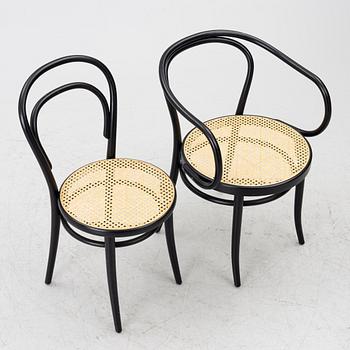 Michael Thonet, stolar, 6 st modell 18, karmstolar 2 st modell 30,  Ton.