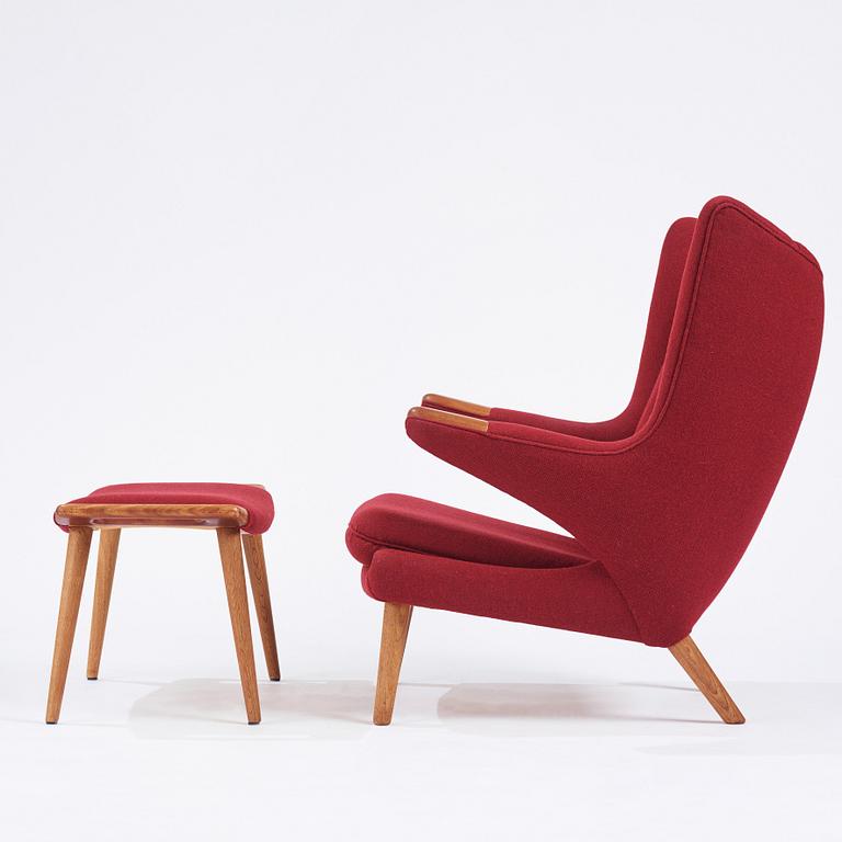 Hans J. Wegner, a Papa Bear chair and ottoman, Denmark, probably 1950s-1960s.