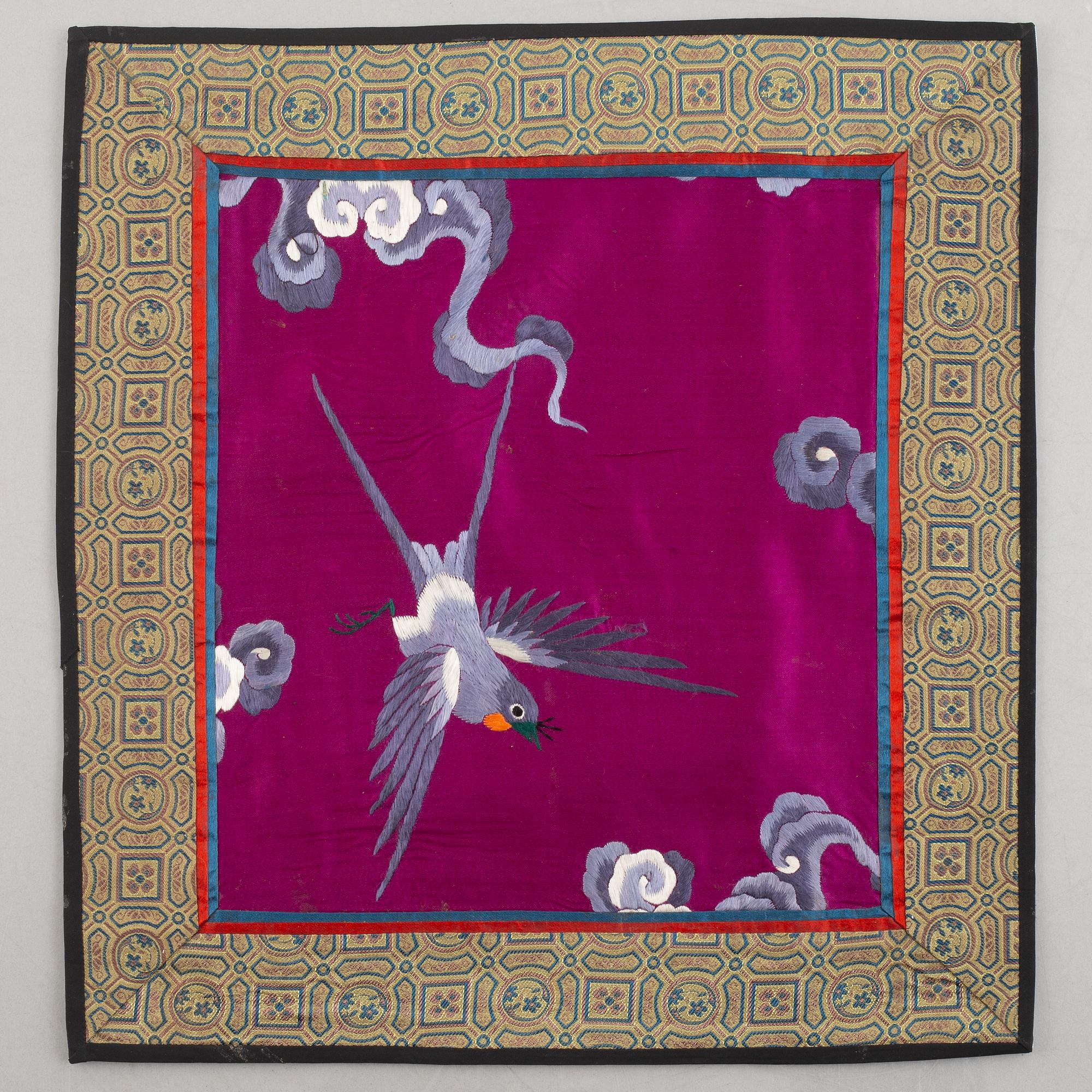 A group of five Chinese silk textiles, late Qing dynasty / first part of the 20th century.