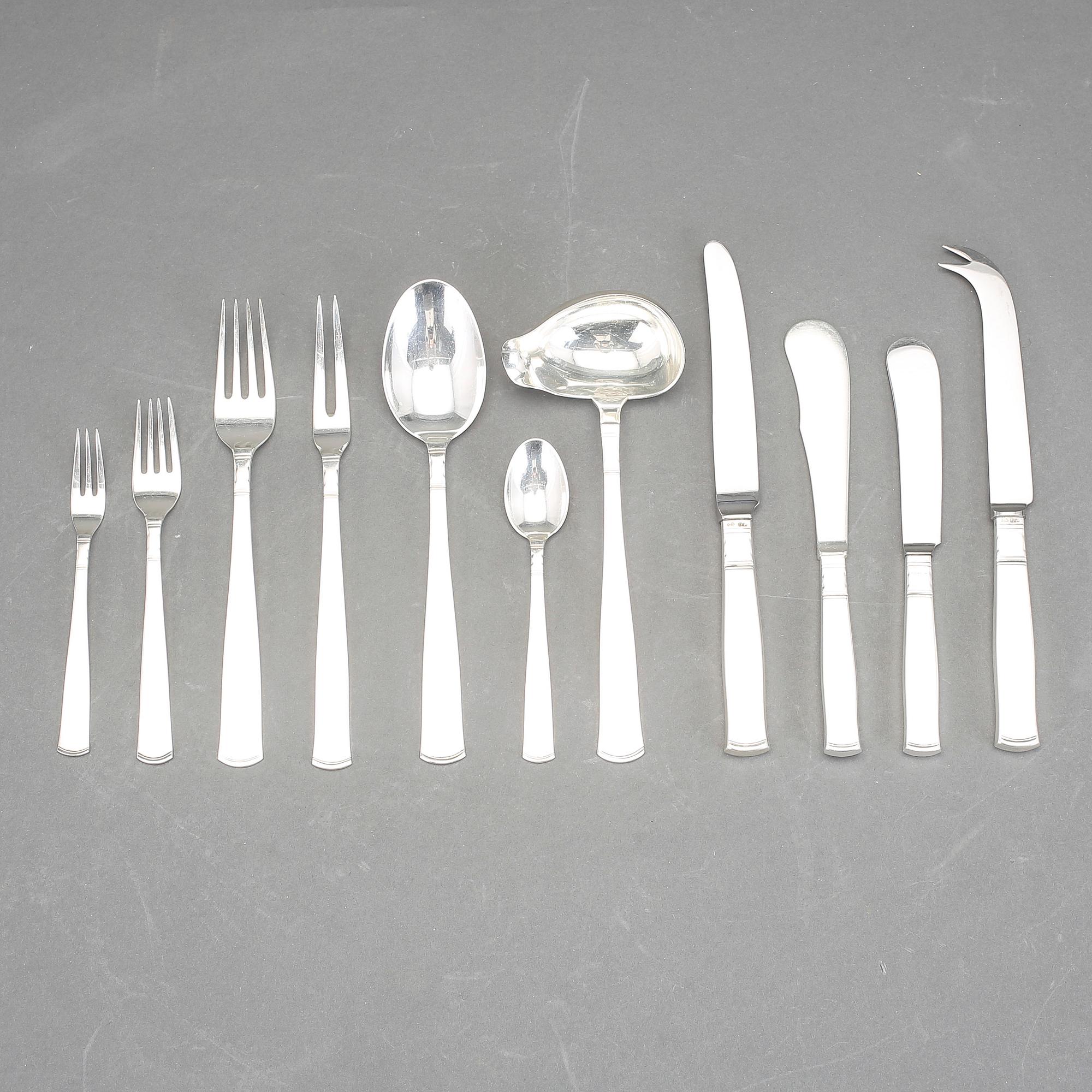 BESTICKSERVIS, 68 delar, silver, "Rosenholm", GAB, Stockholm, 1945. Vikt ca 1419g.