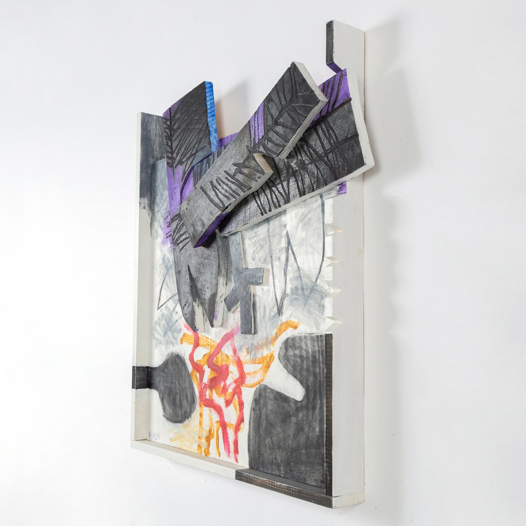 Vide Janson, relief, bemålat trä, signerad.