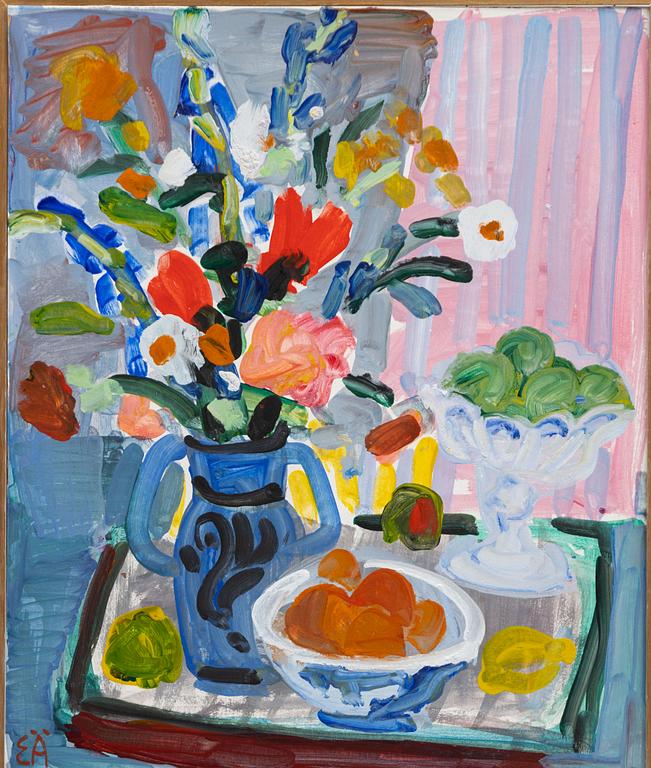 Erling Ärlingsson, Flower Still Life with Fruit Bowls.