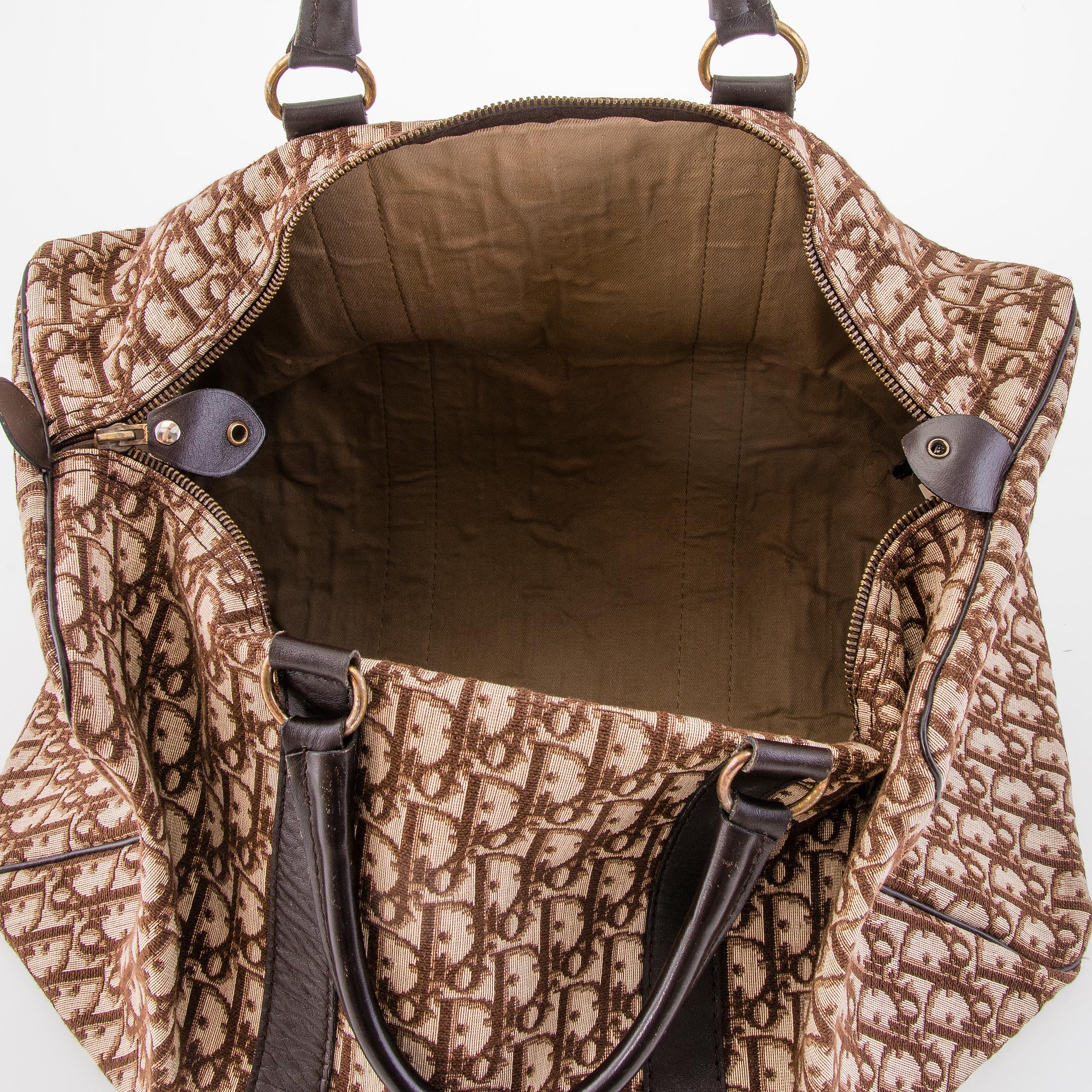 CHRISTIAN DIOR Vintage Brown Logo Weekend Bag.