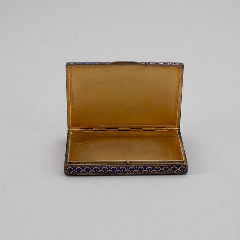 An Austrian-Hungary 20th century silver-gilt and enameld box, unidentified makers mark.