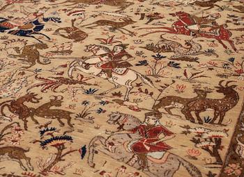 SEMI-ANTIQUE/OLD SILK QUM. 210 x 139,5 cm. One of a pair.