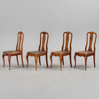 Four Baroque style mahogany chairs, mid 20th Century.