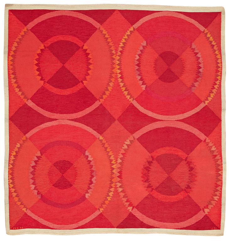 Ingrid Dessau, MATTO, flat weave, ca 212 x 202 cm, signed MLH ID (Malmöhus Läns Hemslöjd, Ingrid Dessau).