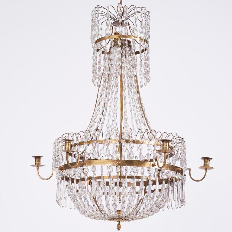 A late Gustavian seven-light chandelier, circa 1800.