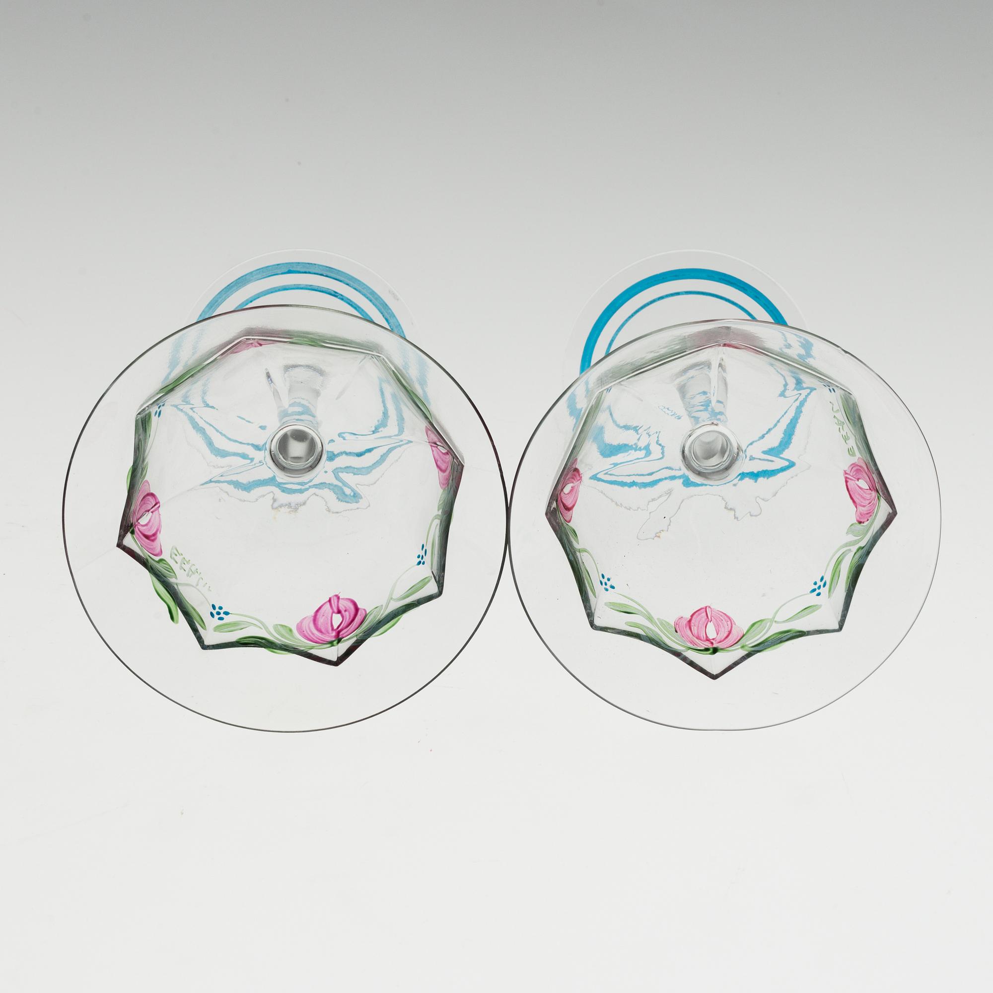 EVA ENGLUND, champagnekupor + skål, 9 delar, "Maja", Orrefors, sent 1900-tal.