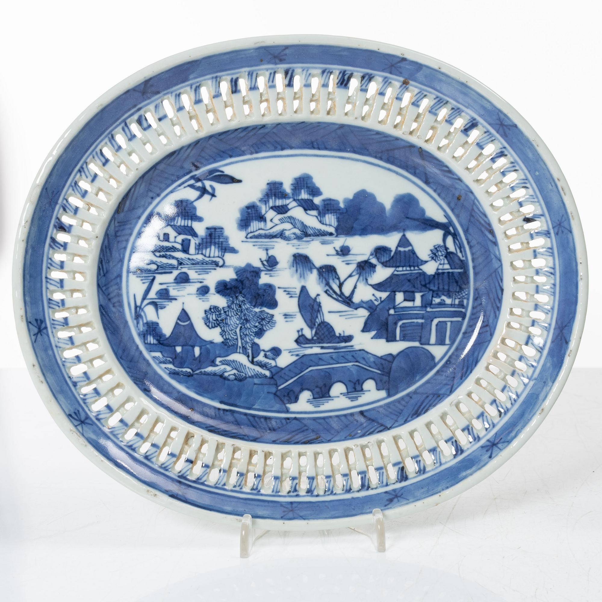 Gallerskål med fat, kompaniporslin, Kina, Qingdynastin, 1800-tal.