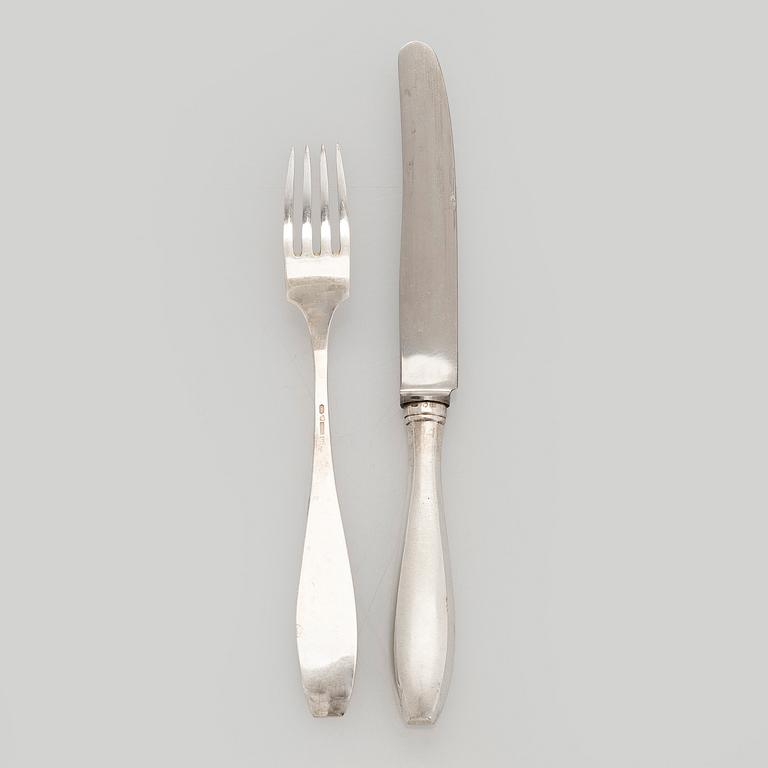 Bestickuppsättning, 24 dlr, silver Kultakeskus, Tavastehus 1939.