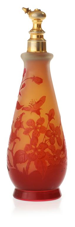 An Emile Gallé Art Nouveau cameo glass perfume bottle, Nancy, France.