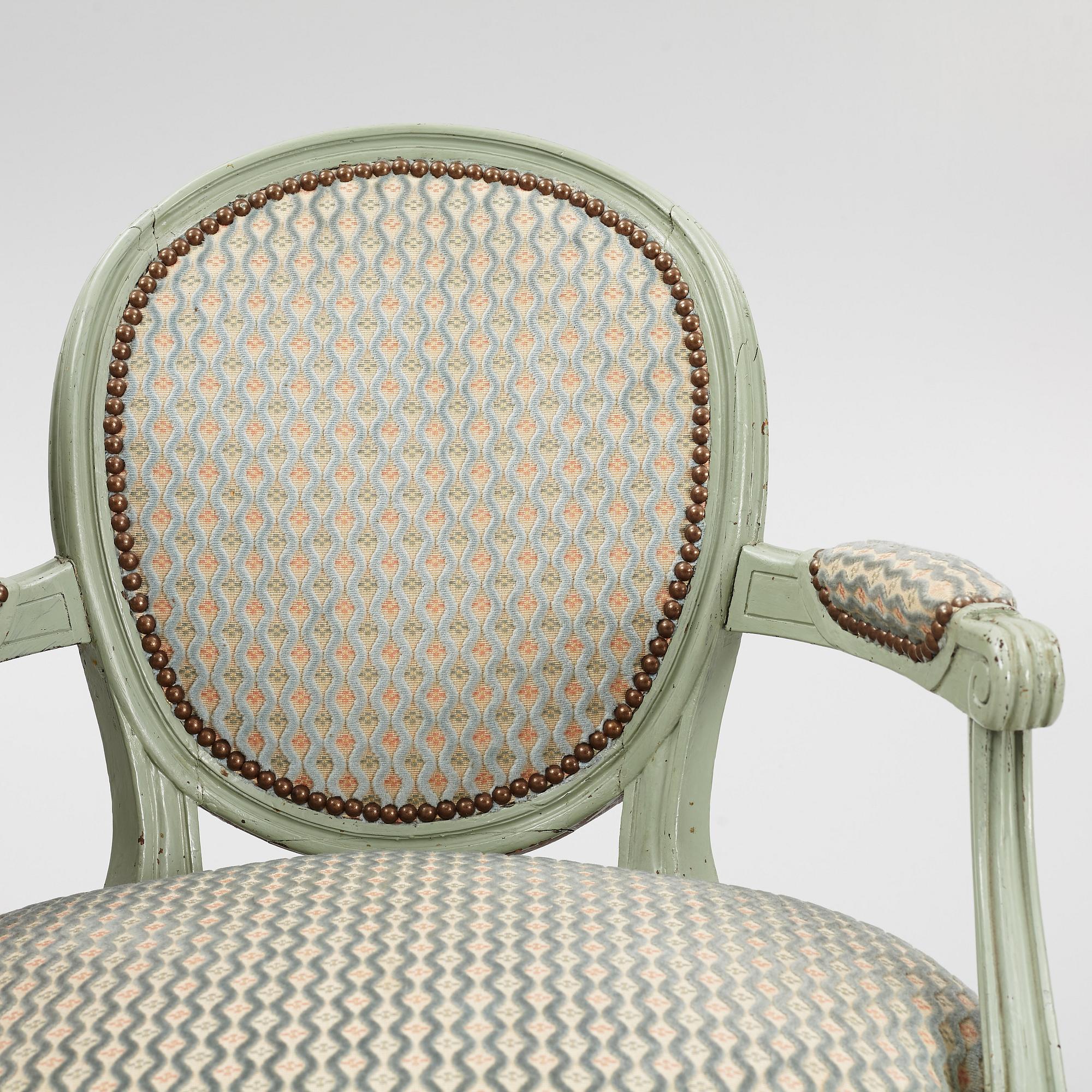 Karmstolar, ett par, Frankrike, sent 1700-tal, Louis XVI.