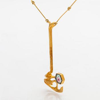 Björn Weckström, an 18K gold 'Nymph's Eye' necklace with a tourmaline. Lapponia.
